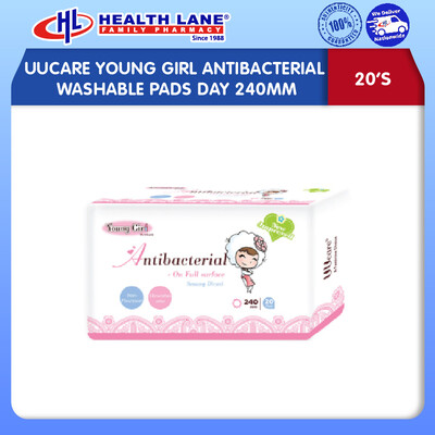UUCARE YOUNG GIRL ANTIBACTERIAL WASHABLE PADS DAY 240MM 20'S
